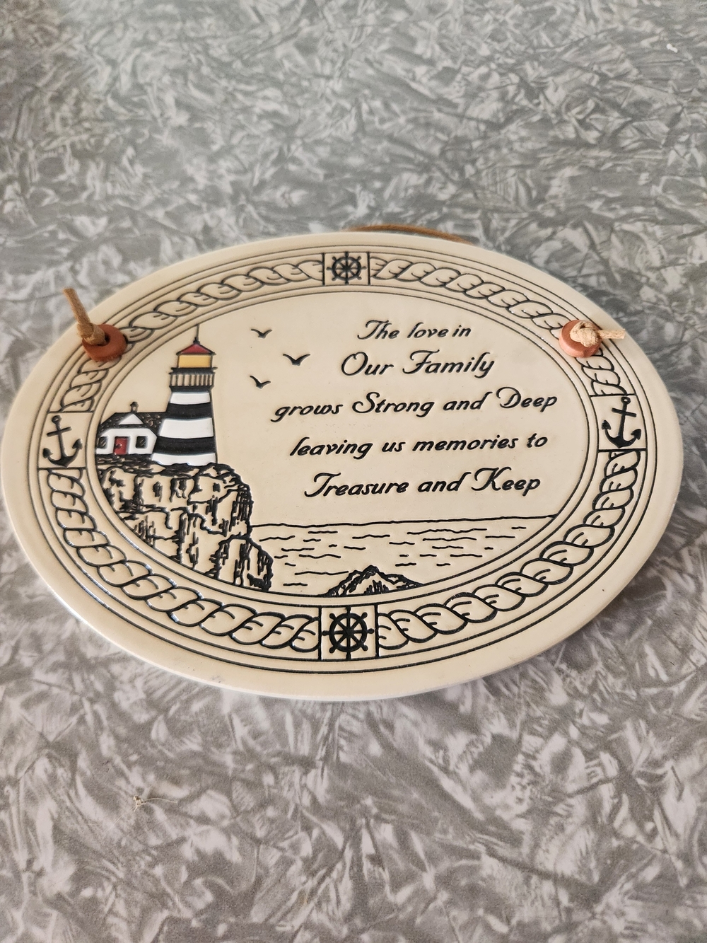 Nautical Lighthouse Wall Plaque - Cream and Black